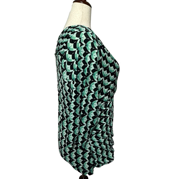 Alfani Top Womens 2X Black Green V Neck 9% Spandex Stretch Nylon Pullover Career - Picture 7 of 9